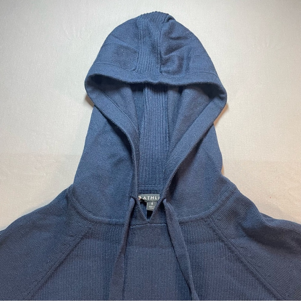 Athleta Verona Knit Merino Wool Blend Hoodie Sweater; Navy - Womens Small - Picture 3 of 16